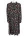 La Vie Size L Black, Green & Pink Print Cotton Metallic Thread Long Sleeve Dress Black, Green & Pink Print / L