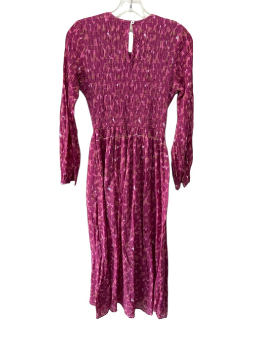 Banjanan Size XS Pink, Purple & Brown Cotton Abstract Print Long Sleeve Dress Pink, Purple & Brown / XS