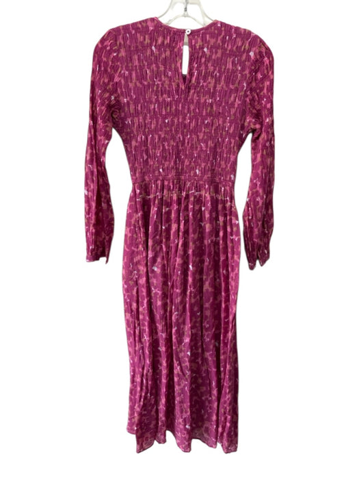 Banjanan Size XS Pink, Purple & Brown Cotton Abstract Print Long Sleeve Dress Pink, Purple & Brown / XS