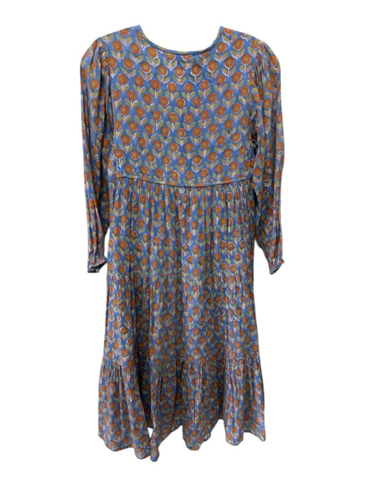 India Collection Emerson Fry Size XS Blue, Orange & Green Organic Cotton Dress Blue, Orange & Green / XS