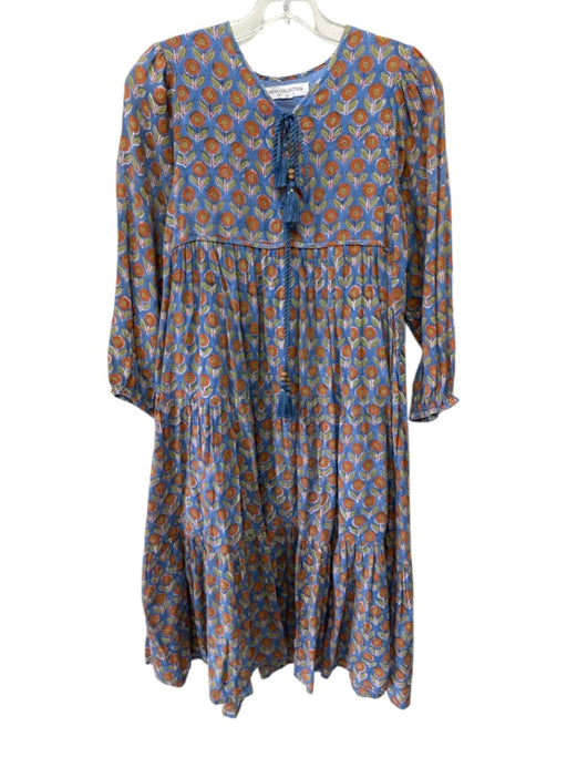 India Collection Emerson Fry Size XS Blue, Orange & Green Organic Cotton Dress Blue, Orange & Green / XS