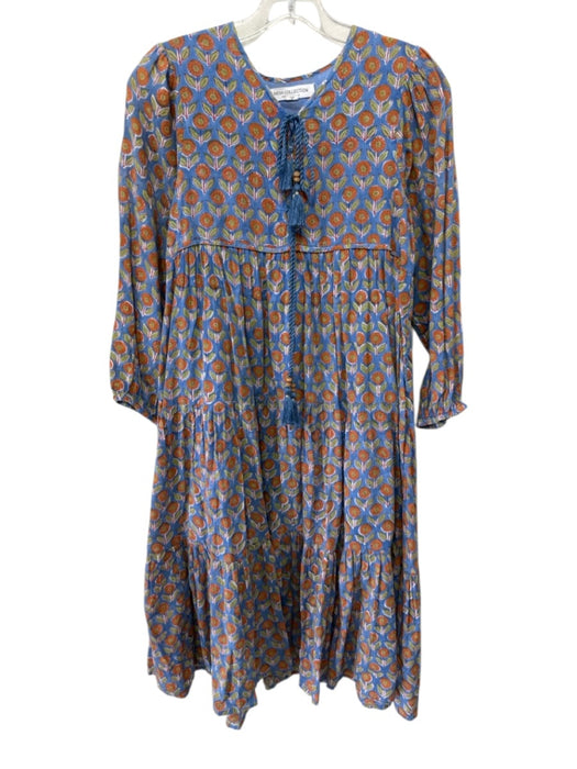 India Collection Emerson Fry Size XS Blue, Orange & Green Organic Cotton Dress Blue, Orange & Green / XS