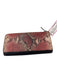 Longchamp Red & Brown Embossed Leather Zip Top Snake Continental Wallets Red & Brown