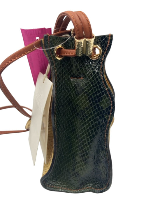 Ulla Johnson Brown, Yellow, Green Snake Embossed Leather Drawstring Bag Brown, Yellow, Green / Mini