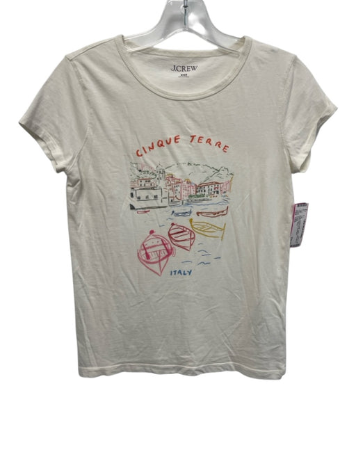 J Crew Size XXS white, orange, multi Cotton Short Sleeve Boats Baby Tee Top white, orange, multi / XXS