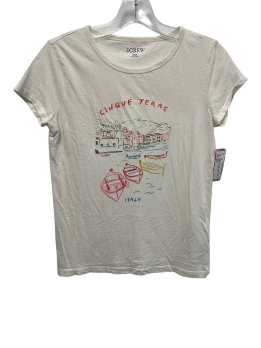 J Crew Size XXS white, orange, multi Cotton Short Sleeve Boats Baby Tee Top white, orange, multi / XXS