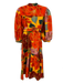Farm Rio Size XS Red, Yellow, Pink Cotton Long puff sleeve Floral Dress Red, Yellow, Pink / XS