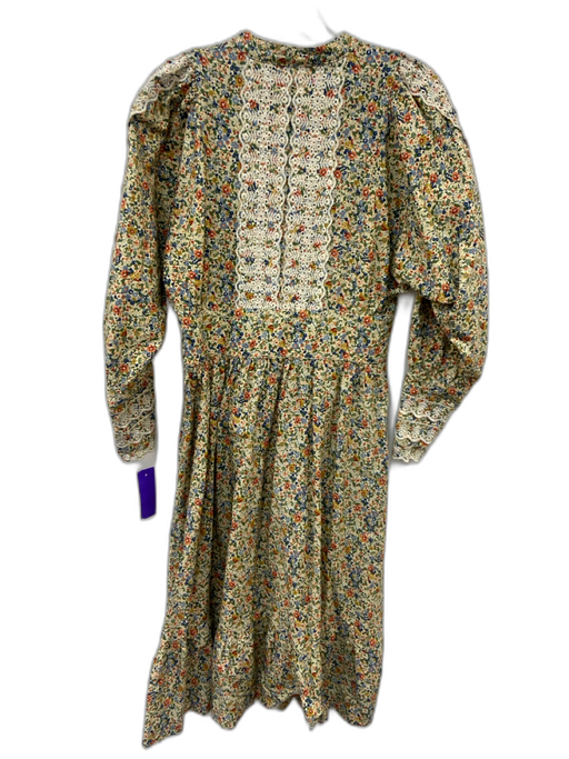 Sweet Threads Size Est XS Blue, Green, Pink Cotton Long Sleeve Floral Dress Blue, Green, Pink / Est XS