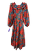 Ulla Johnson Size 0 Orange, Blue, Pink Cotton Long puff sleeve Maxi Dress Orange, Blue, Pink / 0