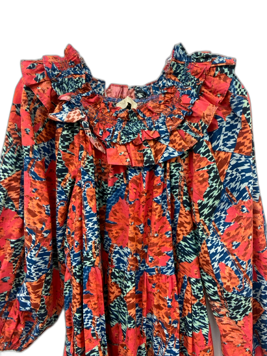 Ulla Johnson Size 0 Orange, Blue, Pink Cotton Long puff sleeve Maxi Dress Orange, Blue, Pink / 0