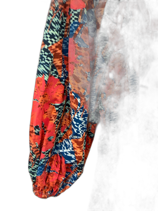 Ulla Johnson Size 0 Orange, Blue, Pink Cotton Long puff sleeve Maxi Dress Orange, Blue, Pink / 0