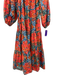 Ulla Johnson Size 0 Orange, Blue, Pink Cotton Long puff sleeve Maxi Dress Orange, Blue, Pink / 0