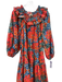 Ulla Johnson Size 0 Orange, Blue, Pink Cotton Long puff sleeve Maxi Dress Orange, Blue, Pink / 0
