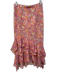 Saloni Size 4 Pink, Orange, Black Silk ruffles Floral Midi Side Zip Skirt Pink, Orange, Black / 4