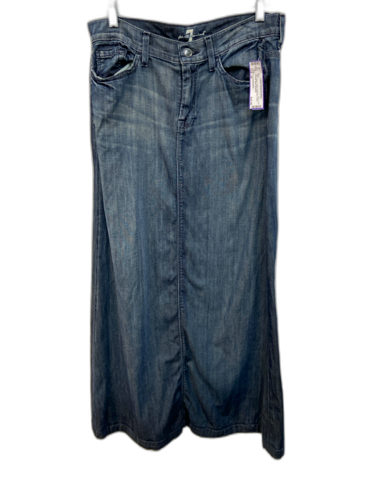 7 For All Mankind Size 28 Dark Wash Cotton High Rise Faded Pockets Maxi Skirt Dark Wash / 28
