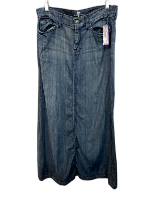 7 For All Mankind Size 28 Dark Wash Cotton High Rise Faded Pockets Maxi Skirt Dark Wash / 28