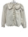 Pilcro Size XXS White & Brown Cotton Long puff sleeve Contrast Stitch Top White & Brown / XXS