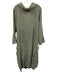 Alessandro Miele Size One Size Sage green Linen Long Sleeve Hood Paneled Dress Sage green / One Size