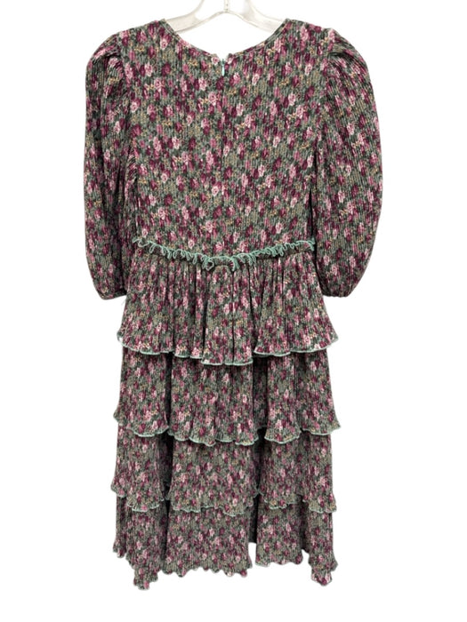 English Factory Size XS Pink, Green, Yellow Polyester Long Sleeve Floral Dress Pink, Green, Yellow / XS