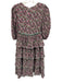 English Factory Size XS Pink, Green, Yellow Polyester Long Sleeve Floral Dress Pink, Green, Yellow / XS