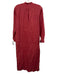 Ann Mashburn Size Small Red Linen Long Sleeve Quarter Button Side Slit Dress Red / Small