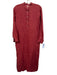 Ann Mashburn Size Small Red Linen Long Sleeve Quarter Button Side Slit Dress Red / Small