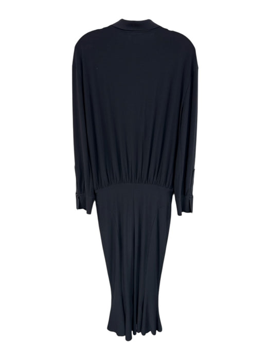 Norma Kamali Size Medium Navy Blue Polyester Blend Long Sleeve Velcro Dress Navy Blue / Medium