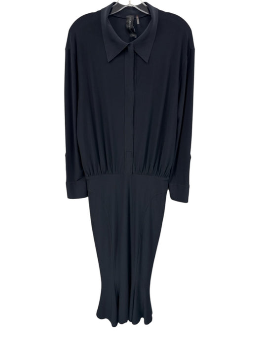Norma Kamali Size Medium Navy Blue Polyester Blend Long Sleeve Velcro Dress Navy Blue / Medium