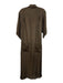 Flannel Size 2 Dark Brown Silk Short Sleeve Pleated Button Front Maxi Dress Dark Brown / 2
