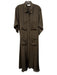 Flannel Size 2 Dark Brown Silk Short Sleeve Pleated Button Front Maxi Dress Dark Brown / 2