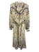 Scarlett Poppies Size Medium Cream, Blue, Orange Linen Blend Long Sleeve Dress Cream, Blue, Orange / Medium