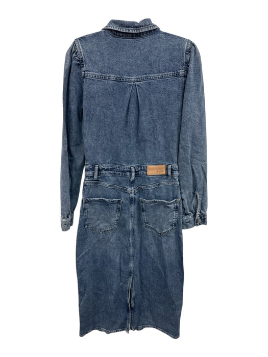 Rails Size Small Medium Wash Cotton Denim Half Button Pockets Collar Maxi Dress Medium Wash / Small