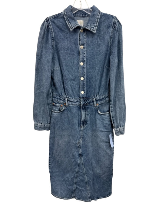 Rails Size Small Medium Wash Cotton Denim Half Button Pockets Collar Maxi Dress Medium Wash / Small