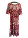 Sheridan French Size S red & beige Cotton Flora & Fauna Beaded Neckline Dress red & beige / S