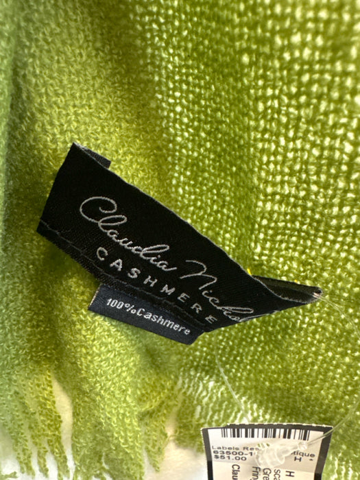 Claudia Nichole Green & Teal Cashmere Knit Gradient Fringe hem Rectangle scarf