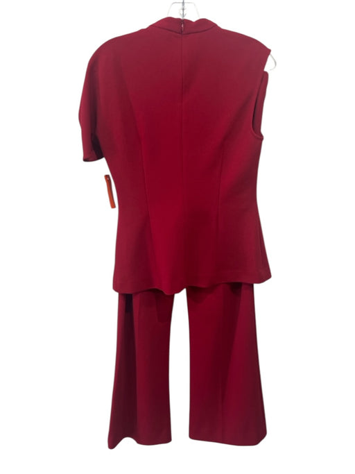 Trina Turk Size 6 / 8 Dark Red Polyester Shoulder Detail Cap Sleeve Pant Set Dark Red / 6 / 8