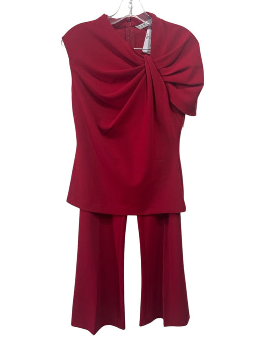 Trina Turk Size 6 / 8 Dark Red Polyester Shoulder Detail Cap Sleeve Pant Set Dark Red / 6 / 8