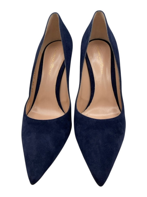 Gianvito Rossi Shoe Size 8 Navy Blue Suede Pointed Toe Pumps Navy Blue / 8