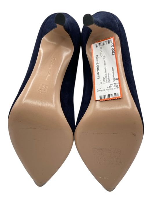Gianvito Rossi Shoe Size 8 Navy Blue Suede Pointed Toe Pumps Navy Blue / 8