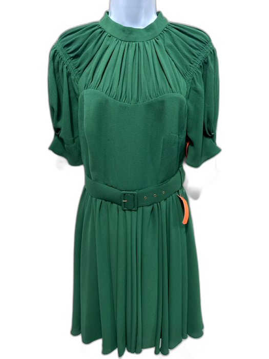 Emilia Wickstead Size 8 Hunter Green Polyester Short Sleeve high neck Dress Hunter Green / 8