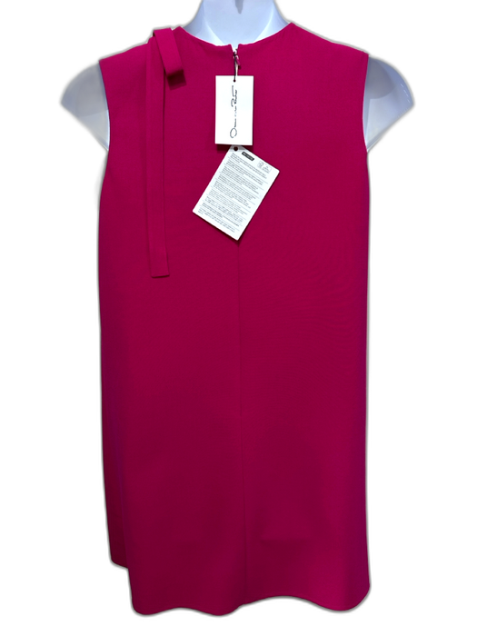Oscar de la Renta Size 8 Fuchsia Virgin Wool Sleeveless Bow Shoulder Shift Dress Fuchsia / 8