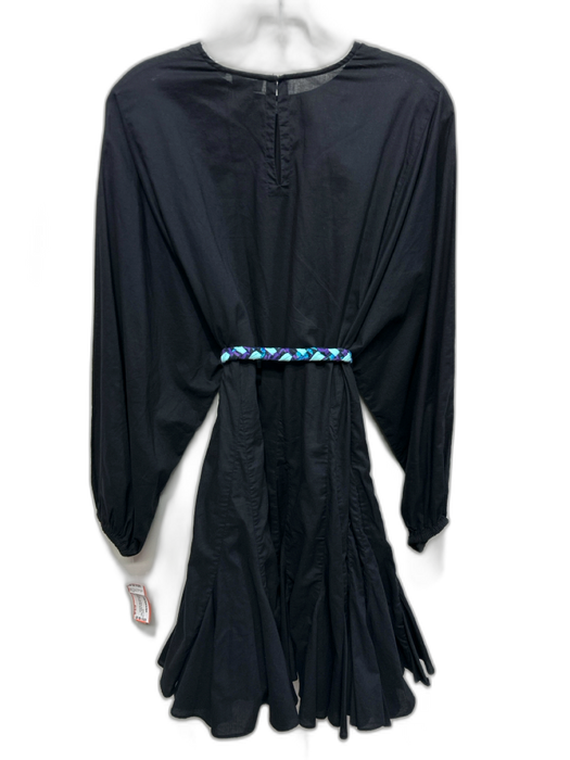 Rhode Size M Black Cotton Long Sleeve Darted Flare Knee length Dress Black / M