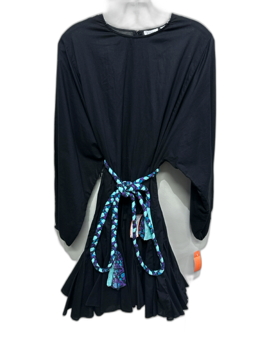 Rhode Size M Black Cotton Long Sleeve Darted Flare Knee length Dress Black / M