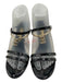 Chanel Shoe Size 39 Black & Gold Patent Leather Strappy Charm Logo Sandals Black & Gold / 39