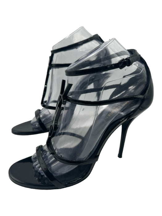 Saint Laurent Shoe Size 39.5 Black Patent Leather Stiletto Strappy Sandals Black / 39.5