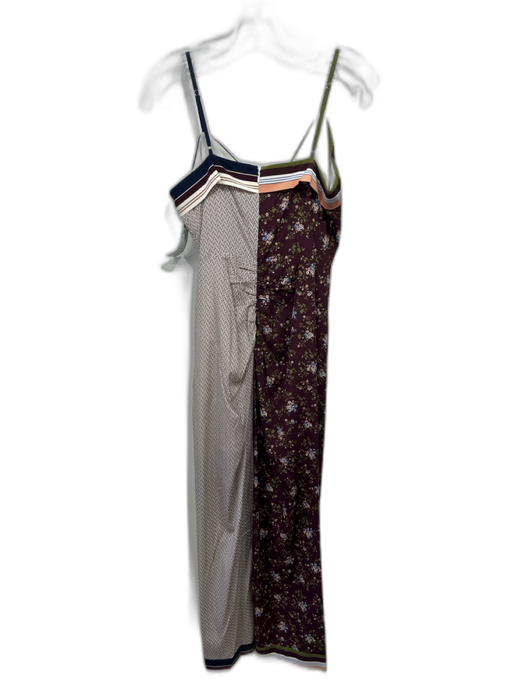Veronica Beard Size 4 Burgundy, Navy & Cream Silk Spaghetti Strap Floral Dress Burgundy, Navy & Cream / 4