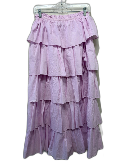 English Factory Size S Pink Cotton Elastic Waist Tie Waist Tiered Maxi Skirt Pink / S