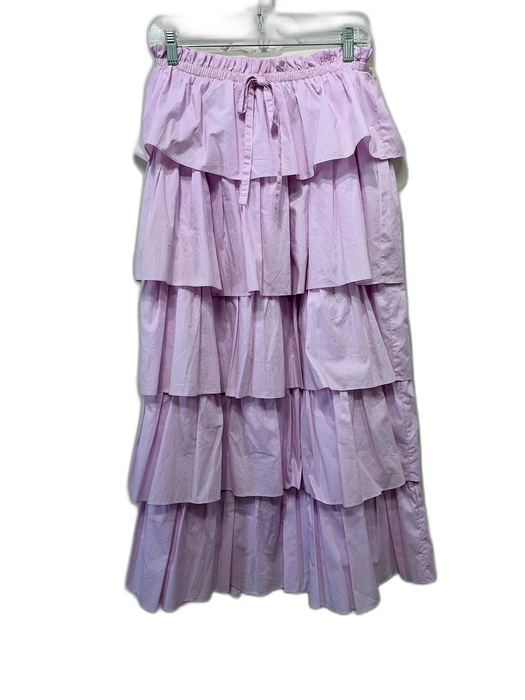 English Factory Size S Pink Cotton Elastic Waist Tie Waist Tiered Maxi Skirt Pink / S