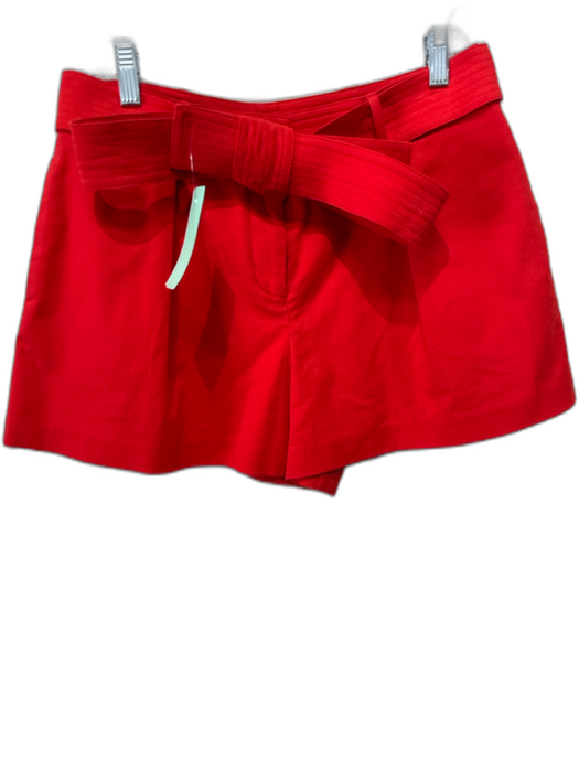 Alexis Size L Red Cotton Blend High Waist Zip & Hook Closure Sash Pockets Shorts Red / L