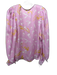 Joie Size M Pink & Yellow Silk Long Balloon Sleeve Floral V Neck Cuff Detail Top Pink & Yellow / M